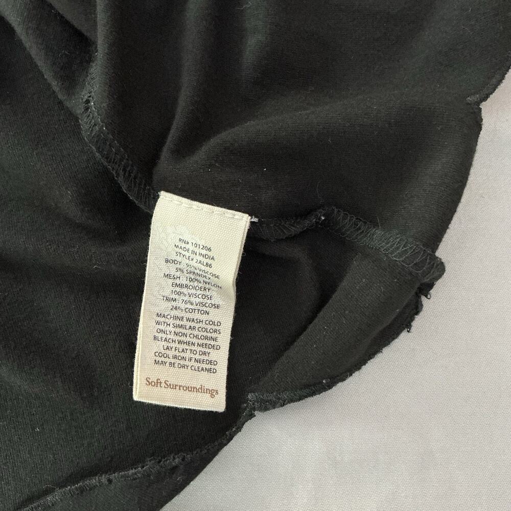 Soft Surroundings Black Dress Raised Embroidery Flutter Lace Sleeves Size Large - Picture 9 of 11